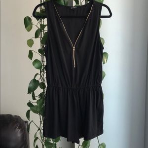 Black zip up romper
